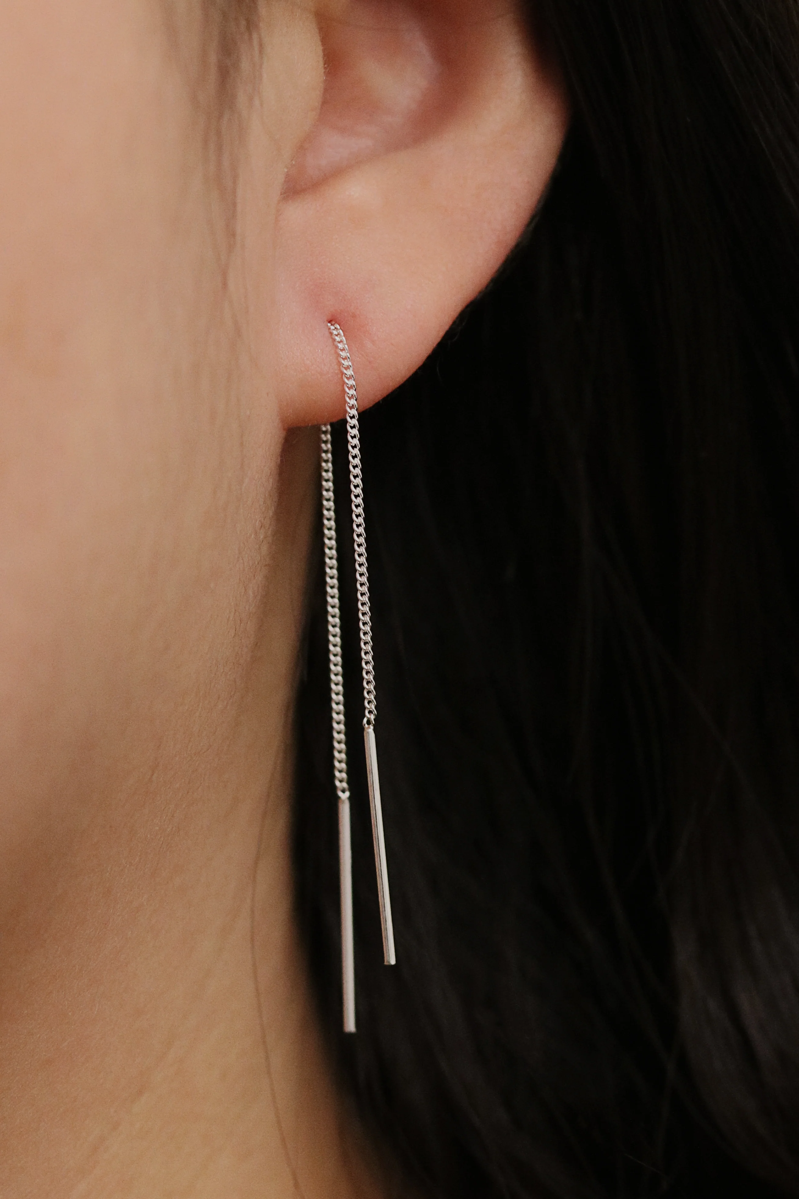 Drop stick short threader earrings - Image 3