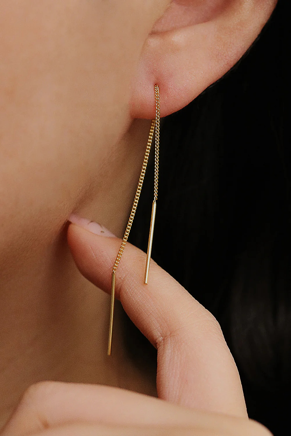 Drop stick short threader earrings - Image 5
