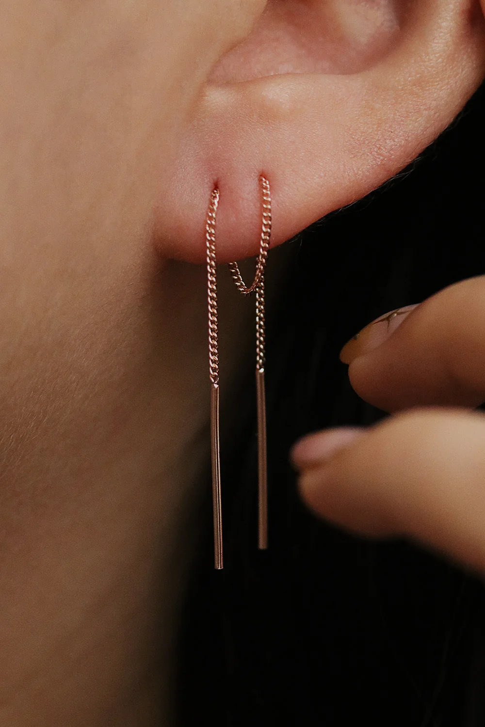 Drop stick short threader earrings - Image 6