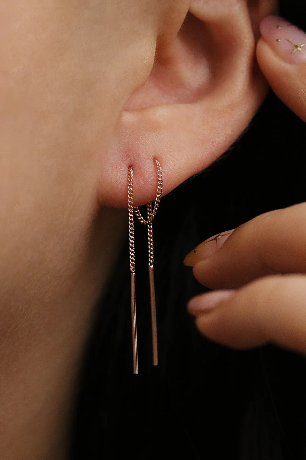 Drop stick short threader earrings - Image 7
