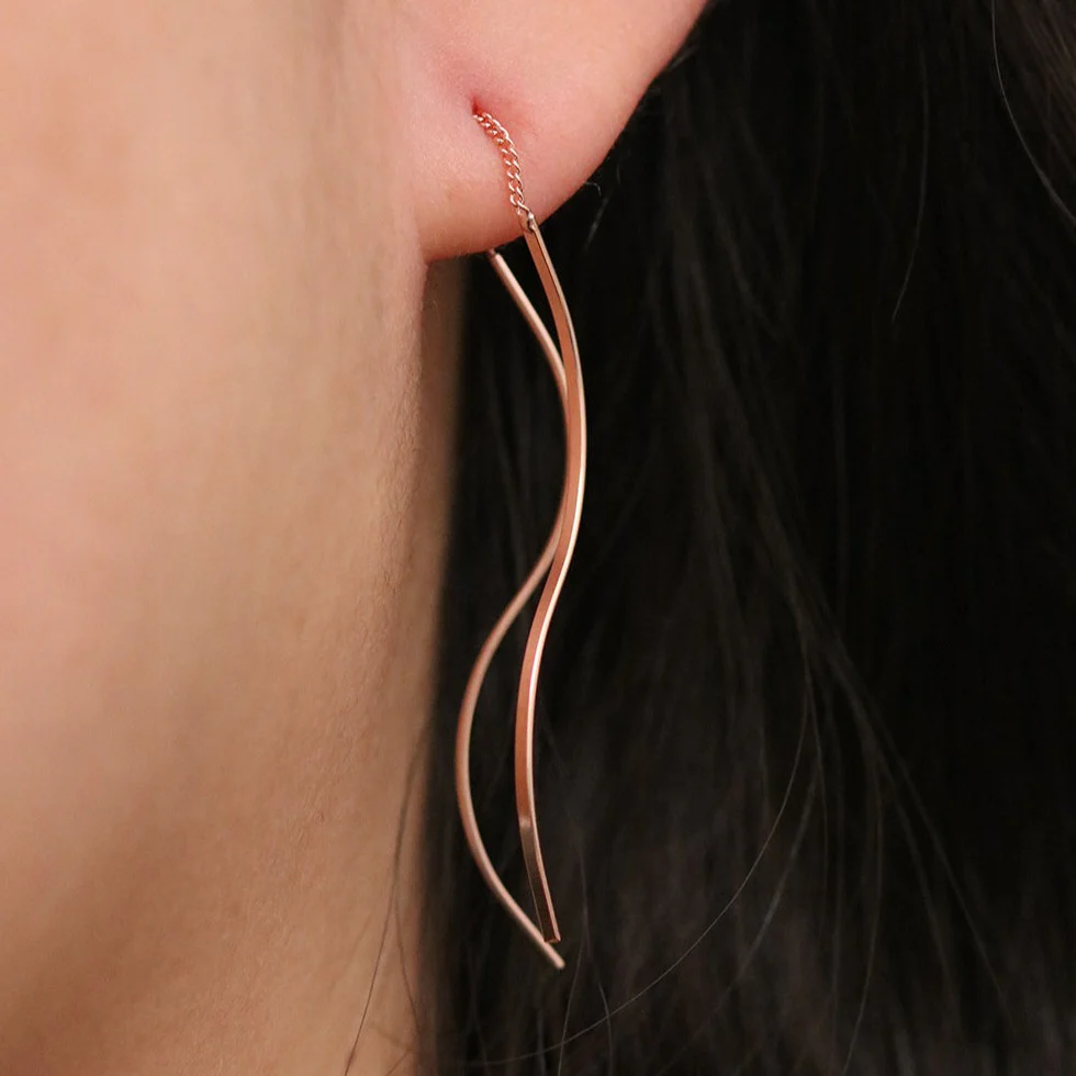 Flow drop short threader earrings - Image 3
