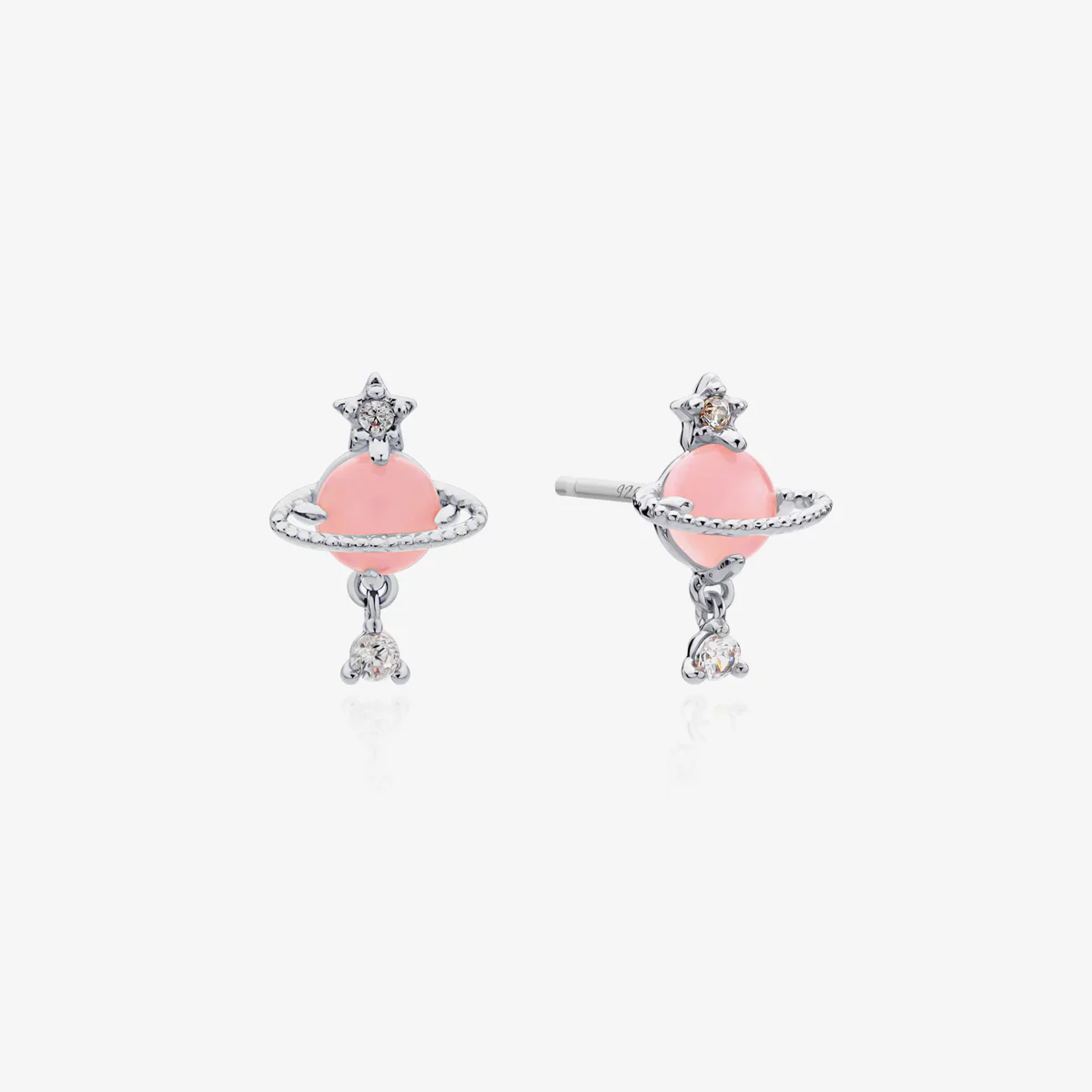 Rose quartz saturn earrings - Image 5