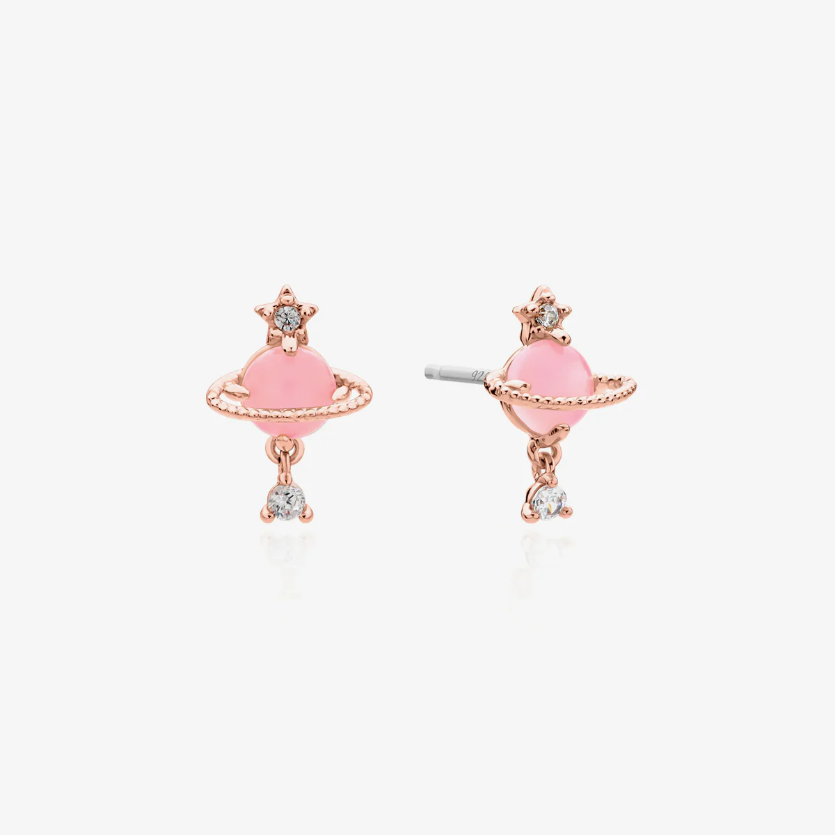 Rose quartz saturn earrings - Image 6
