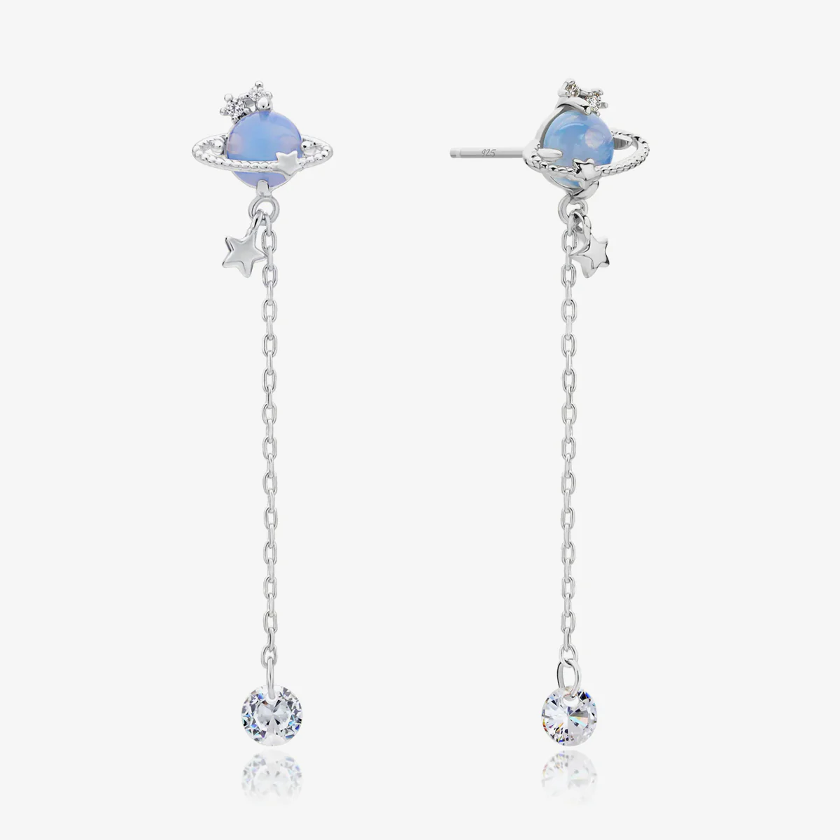 Moonstone saturn dangle earrings - Image 8