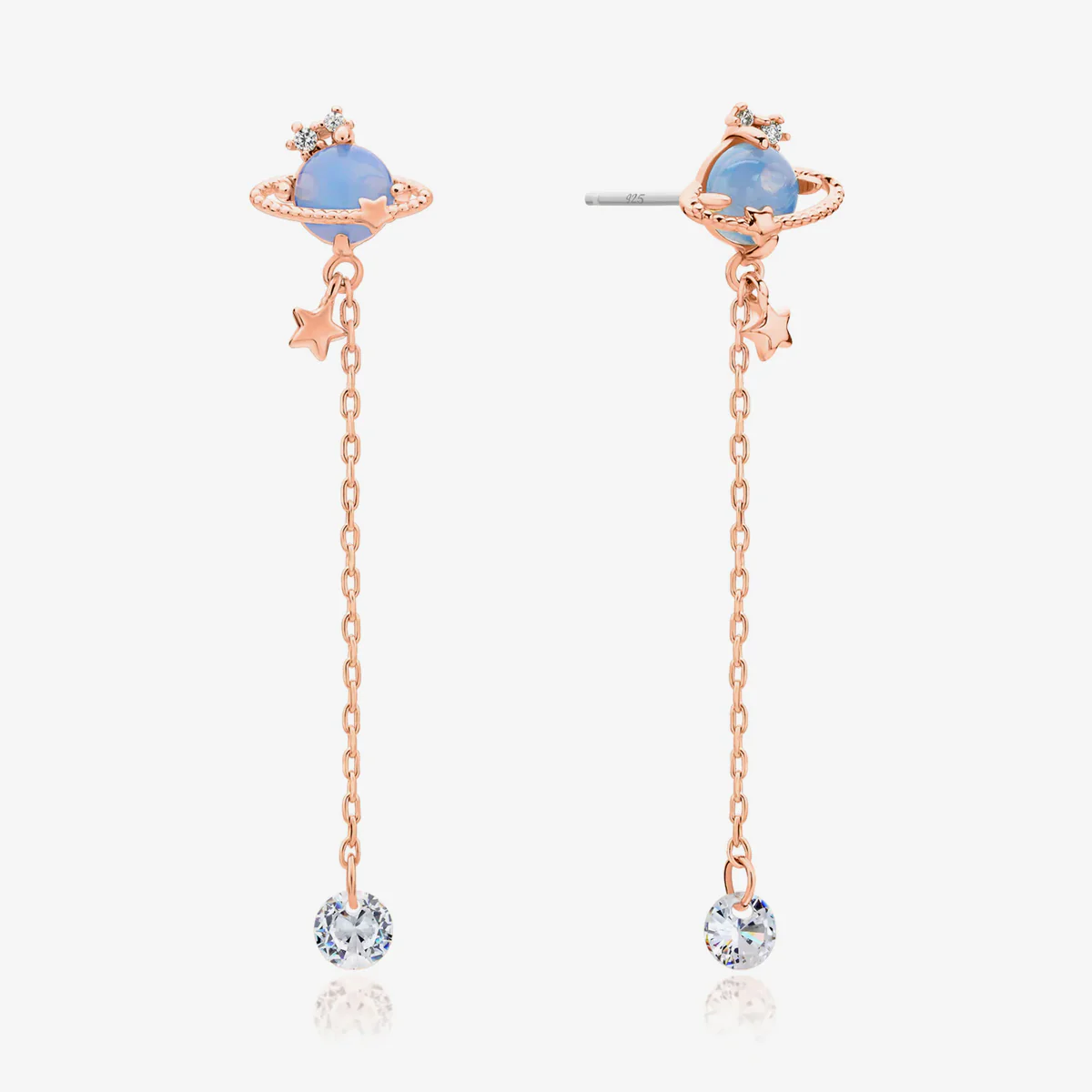 Moonstone saturn dangle earrings - Image 9