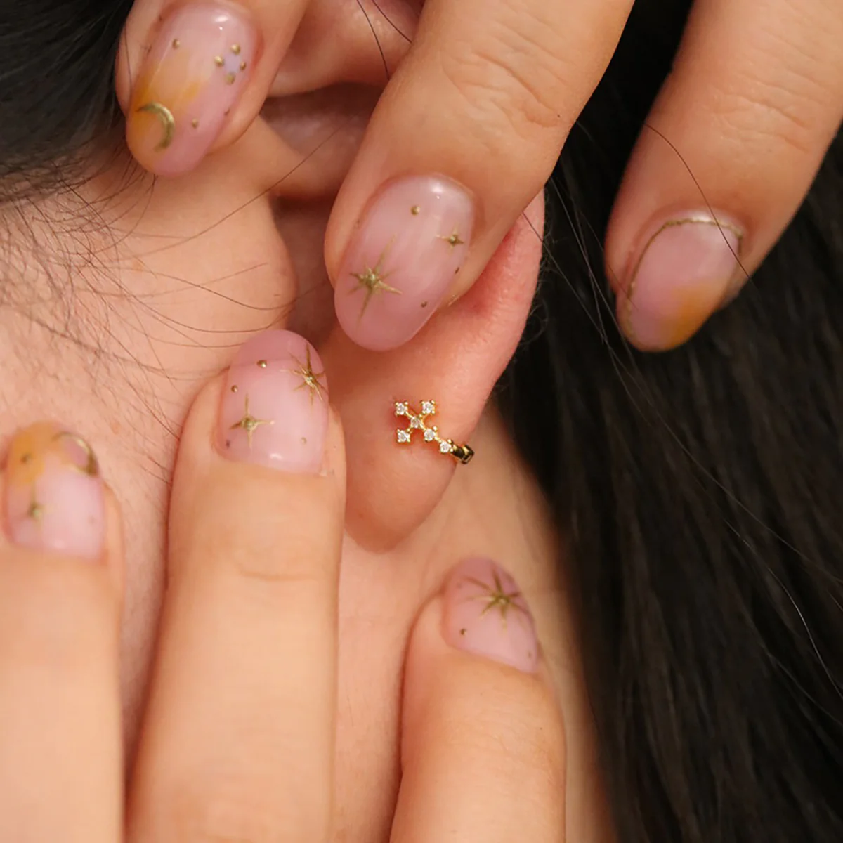 Cubic cross huggie earring - Image 3