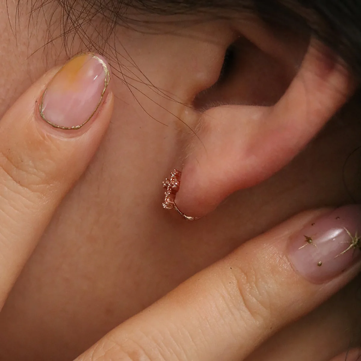 Cubic cross huggie earring - Image 8