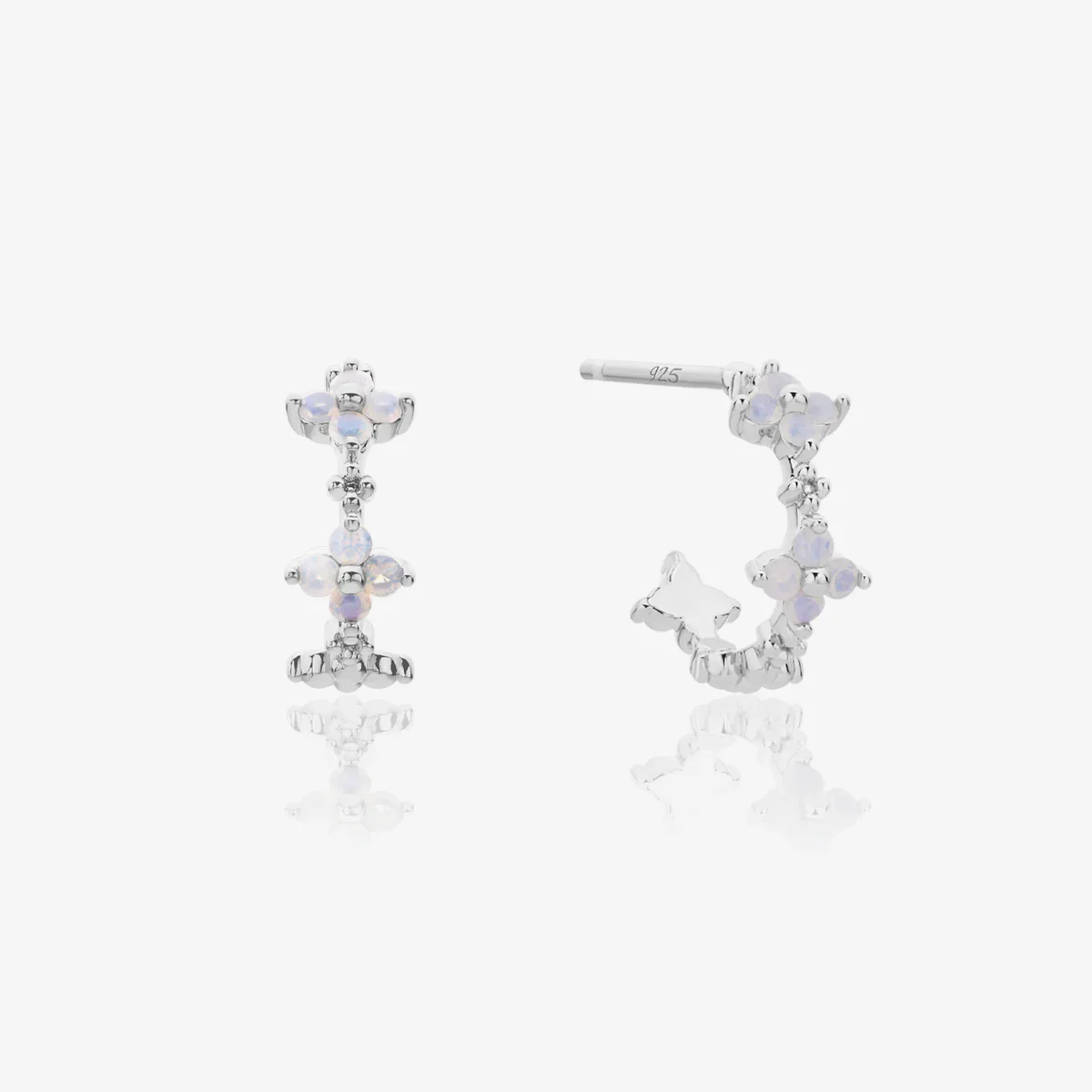 Moonstone clover semi-hoop earrings - Image 5