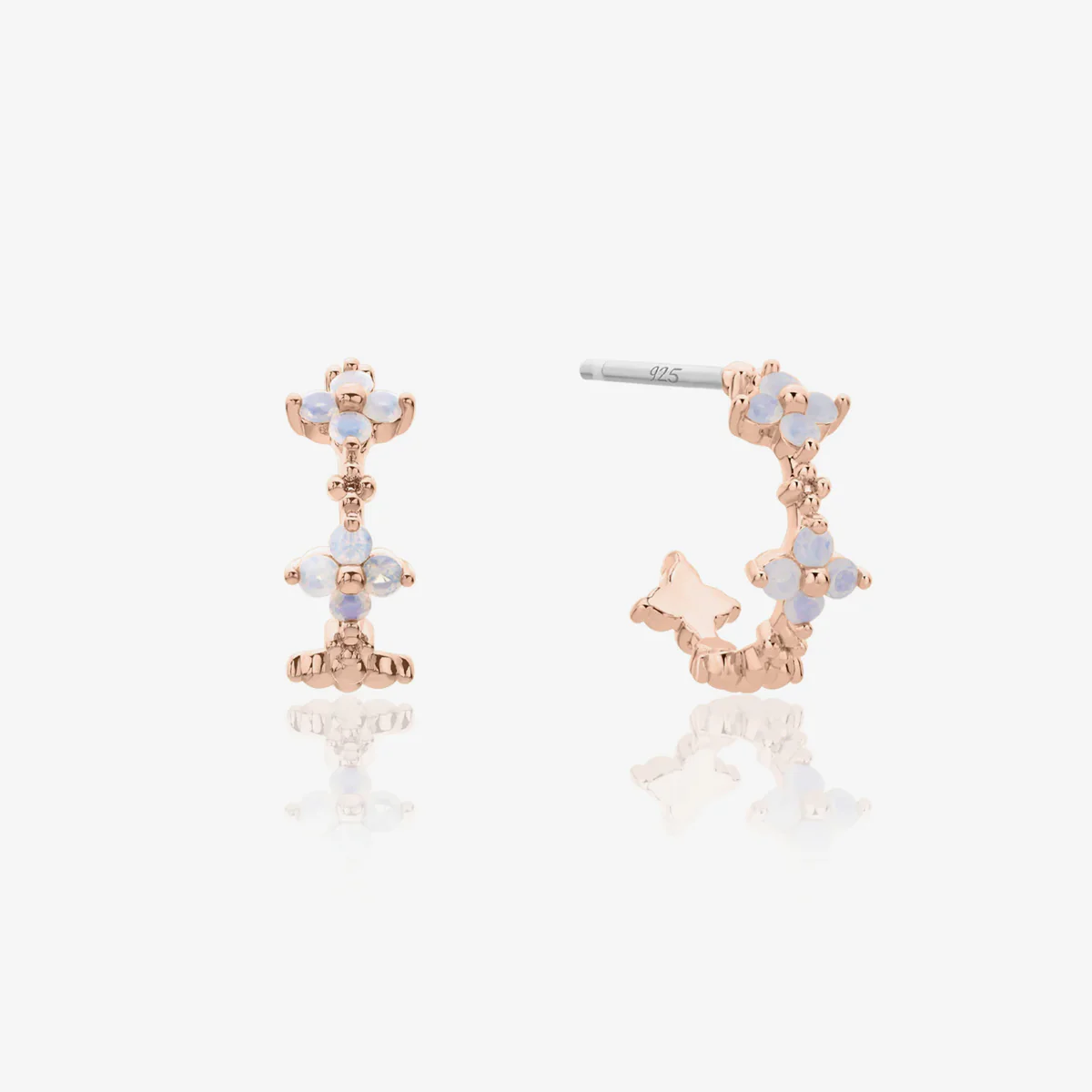 Moonstone clover semi-hoop earrings - Image 6