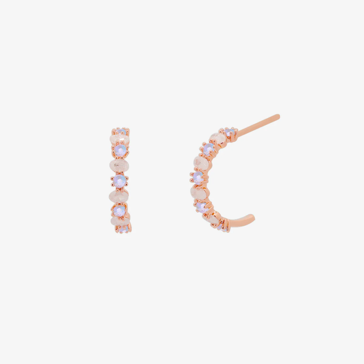 Pastel moonstone semi-hoop earrings - Image 6