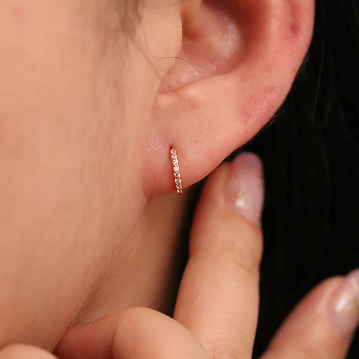 Classic Pave Huggie Earring - Image 4