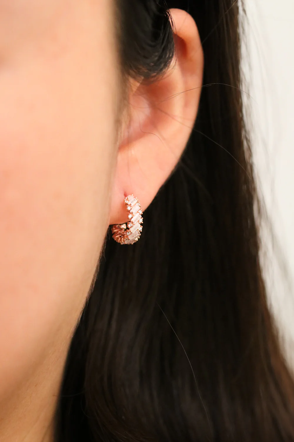 White Topaz Semi-Hoop Earring - Image 4